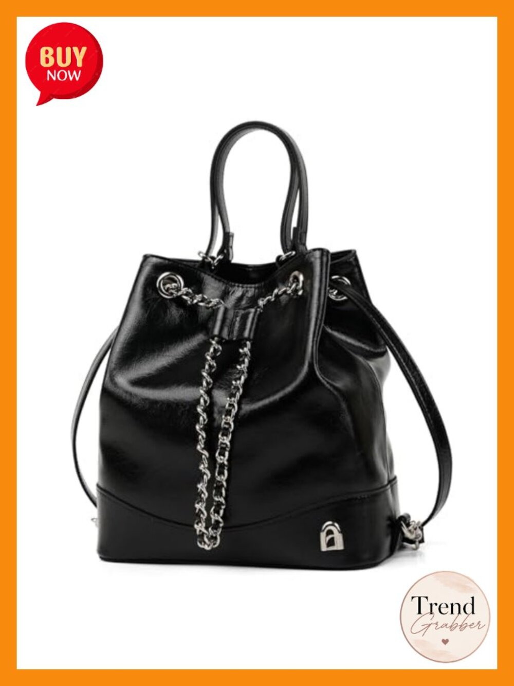 Leather Convertible Mini Backpack Purse for Women Trendy Drawstring Chain Strap